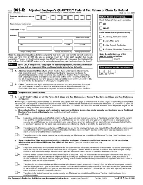 Where to mail 941 x - Information about Form 941-X, Adjusted Employer's Quarterly Federal Tax Return or Claim for Refund, including recent updates, related forms, and instructions on how to file. Form 941-X is used by employers to correct errors on a Form 941 that was previously filed.